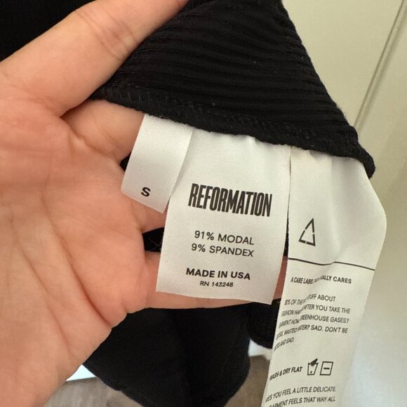 Reformation Jaelynn Black Ribbed Mini Bodycon Dress S - Picture 6 of 8